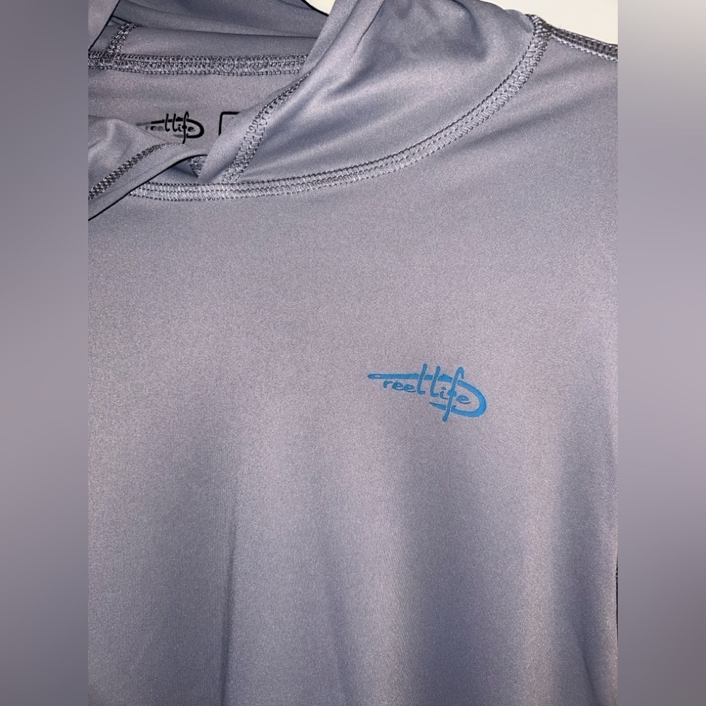 Reel Life “raised on the water” Gray Long Sleeve Rash Guard/Fishing Shirt - Picture 2 of 5